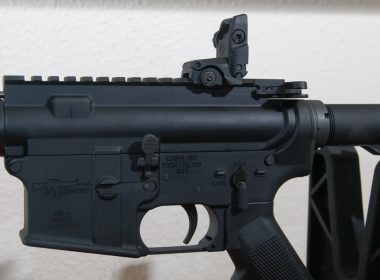 AR-15 rifle with a flip up sight