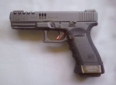 A close up view of the Glock 20