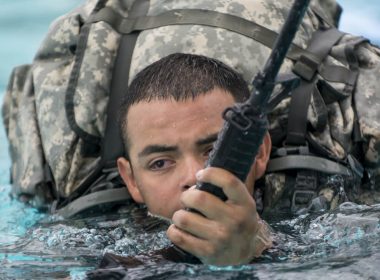 a soldier with MOLLE rucksack