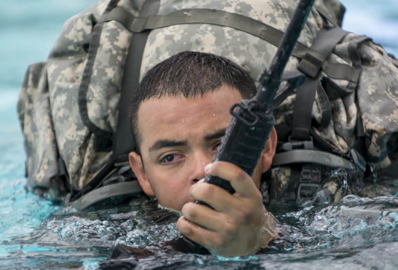 a soldier with MOLLE rucksack