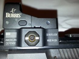 A close up shot of the Burris reflex sight