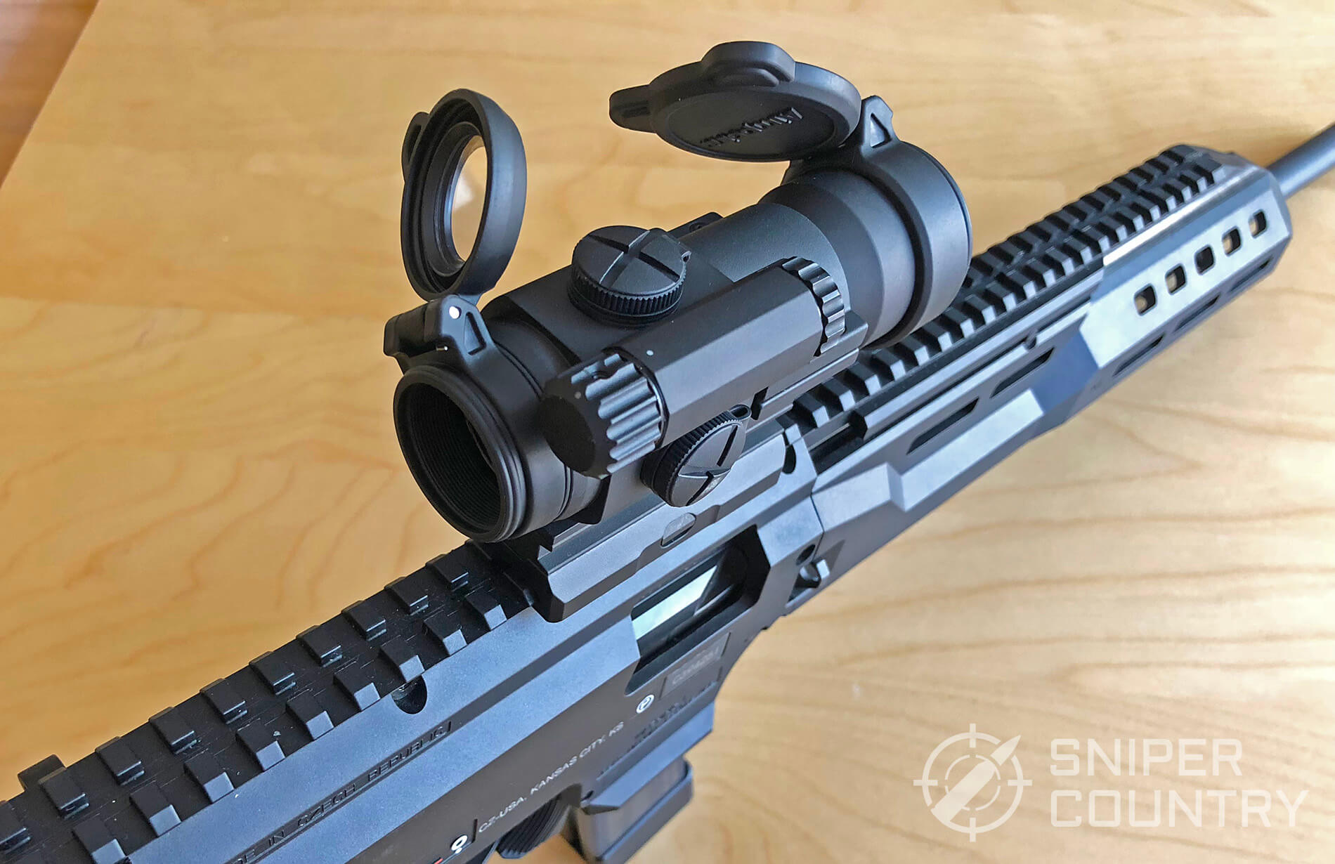 Aimpoint Pro Red Dot mounted on Scorpion EVO