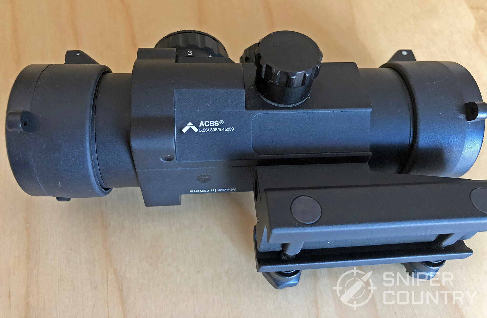 right side of Primary Arms 2.5x scope