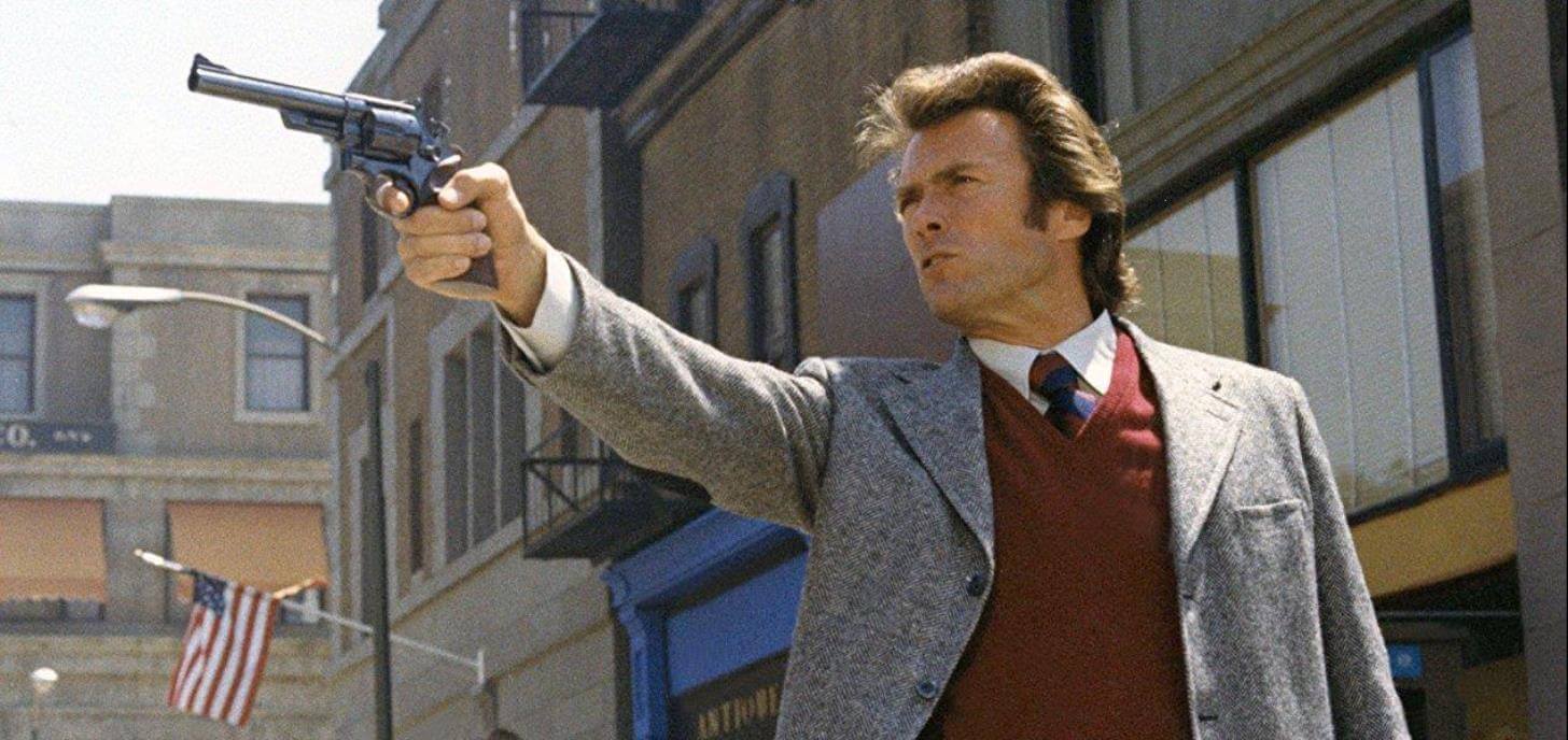 Dirty Harry aiming with his Smith and Wesson Model 29