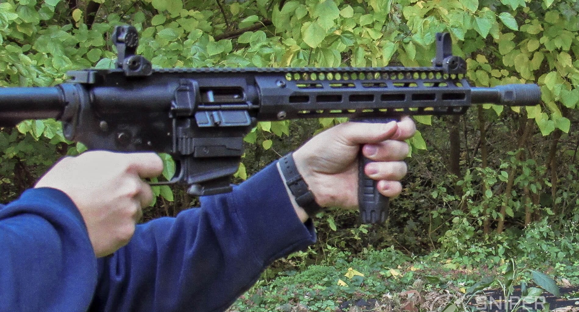 Troy Defense M5 9mm Carbine being shot