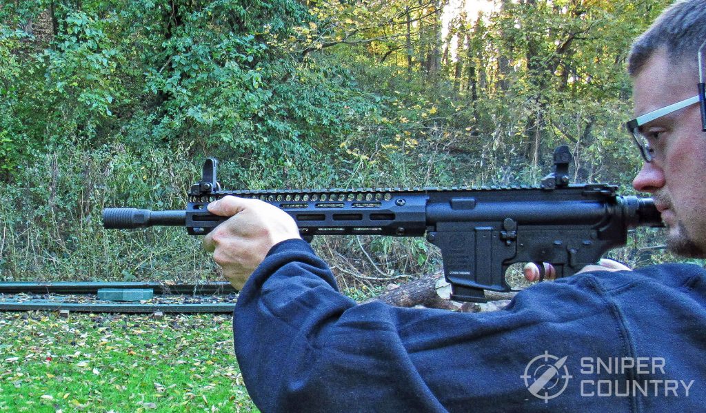 Troy Industries A4 9mm Carbine being shot