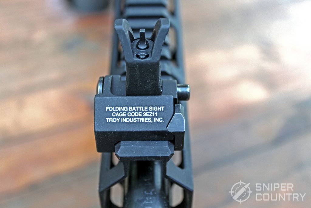Troy Industries A4 9mm Carbine front sight legend