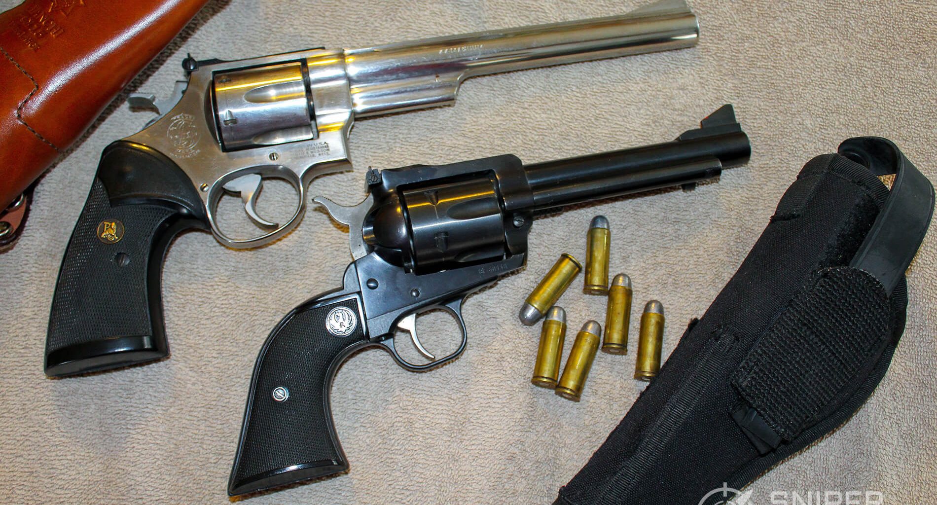 Ruger Blackhawk .45 Colt and S&W 629 together and holster