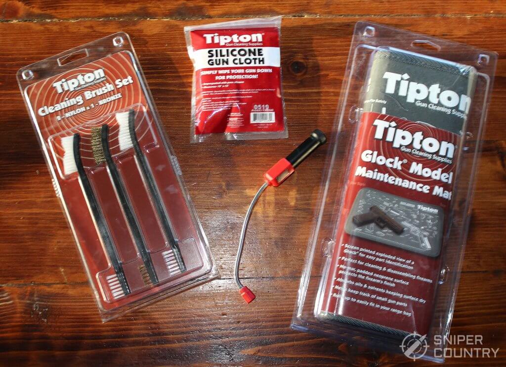 Tipton brushes, bore light and cloth glockmat
