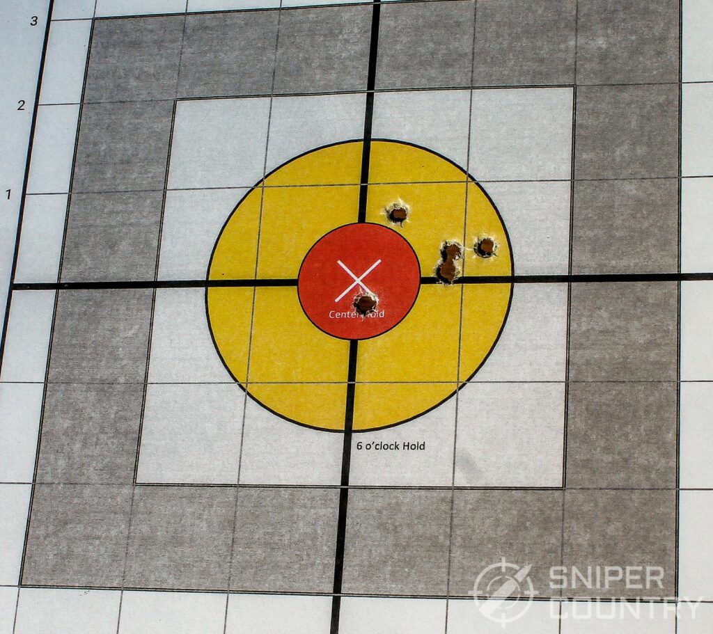 Target shot at 15 yards with .45 Colt factory load
