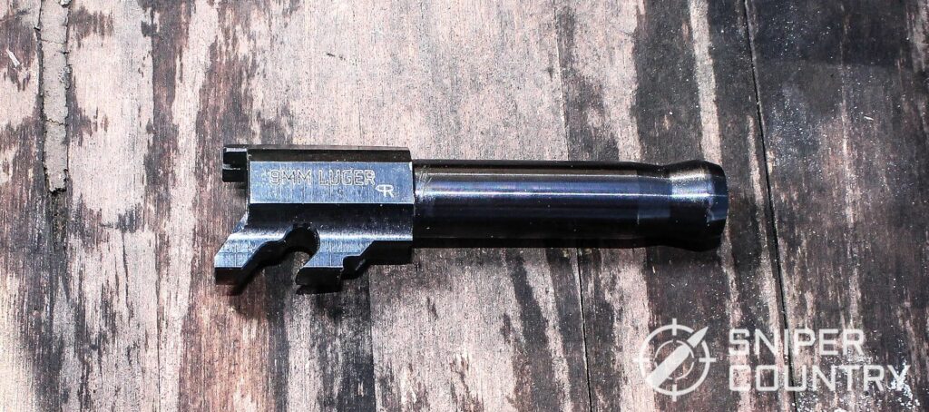 A close up shot of the barrel of the new Ruger Max-9 pistol