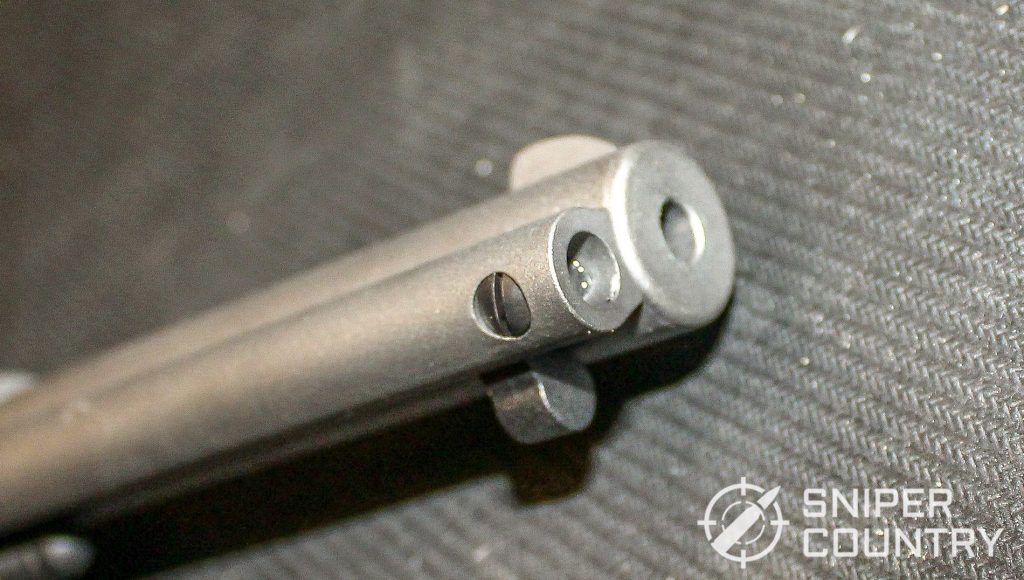 Close up shot of the Ruger Wrangler 22LR ejector rod muzzle