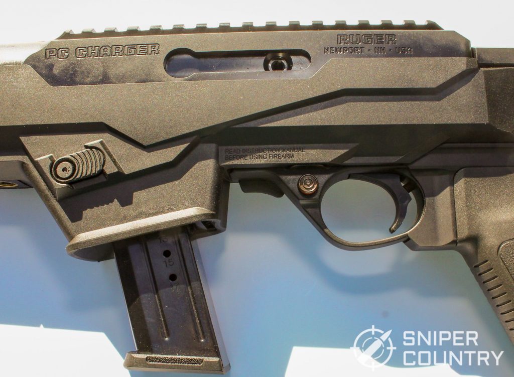 Close up shot of the left hand side receiver of the Ruger Charger