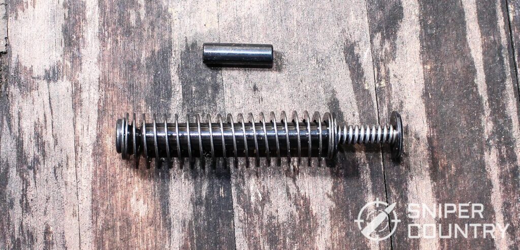 A close up of the recoil spring of the new Ruger MAX-9 pistol
