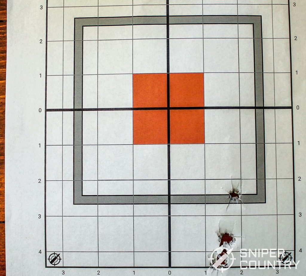 Target shot by the Ruger Charger with a 9mm handload