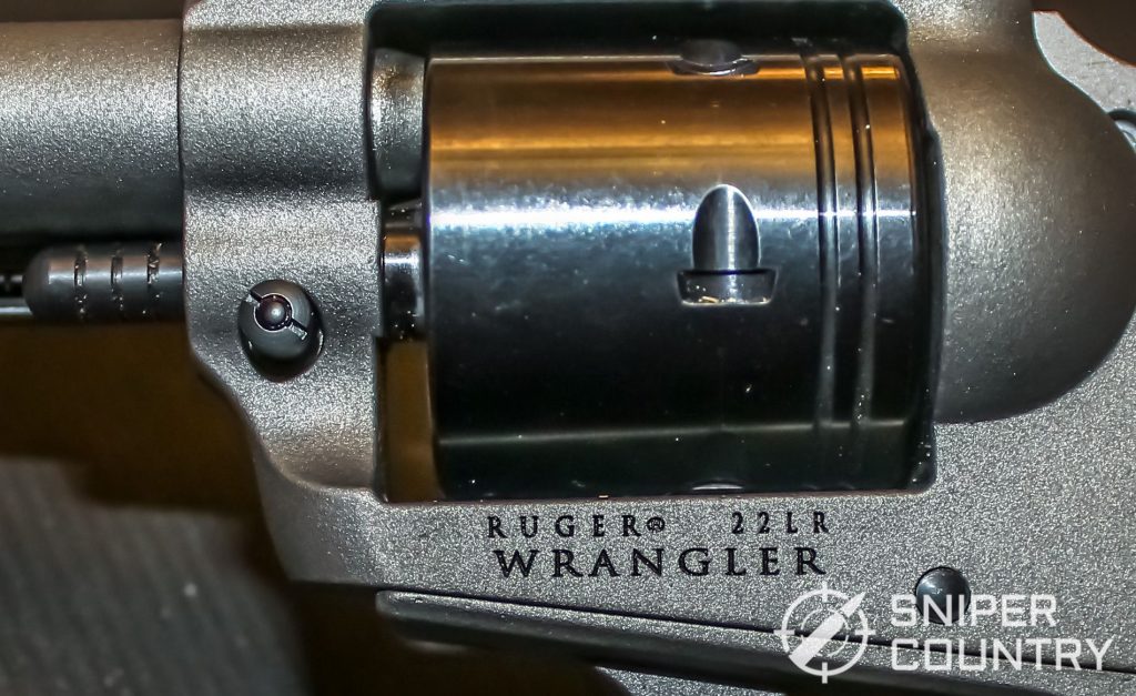Closeup shot of the logo of the Ruger Wrangler: Single Action .22LR logo