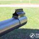 The business end of the Ruger 10:22 Takedown’s barrel, showing the dovetailed front sight. The brass dot provides a clear sight picture