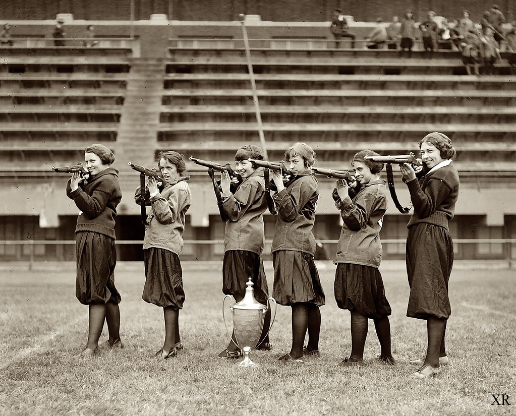 Women's rifle team with Springfield M1903 rifles, Central High School, Washington D.C., 1922