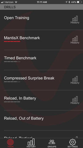 MantisX Review: Drills Menu