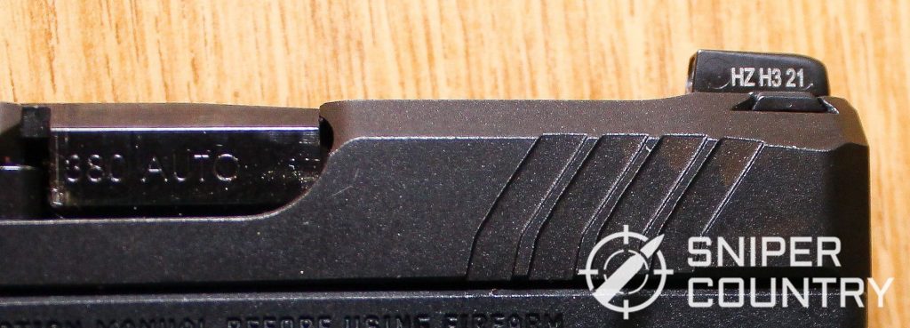 Ruger LCP Max front sight from the side