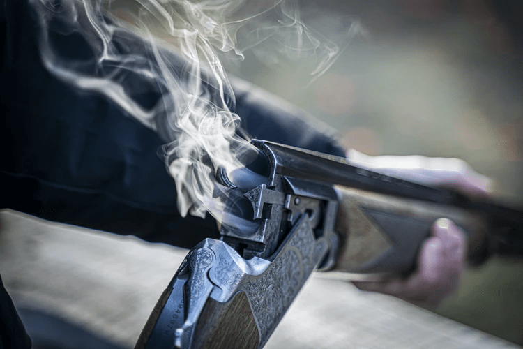 Double-barrel shotgun that is recently fired