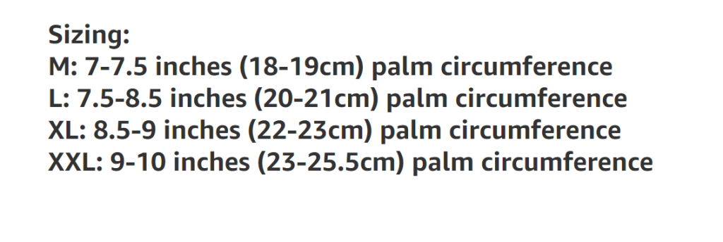 Titan Ops Gloves Sizing