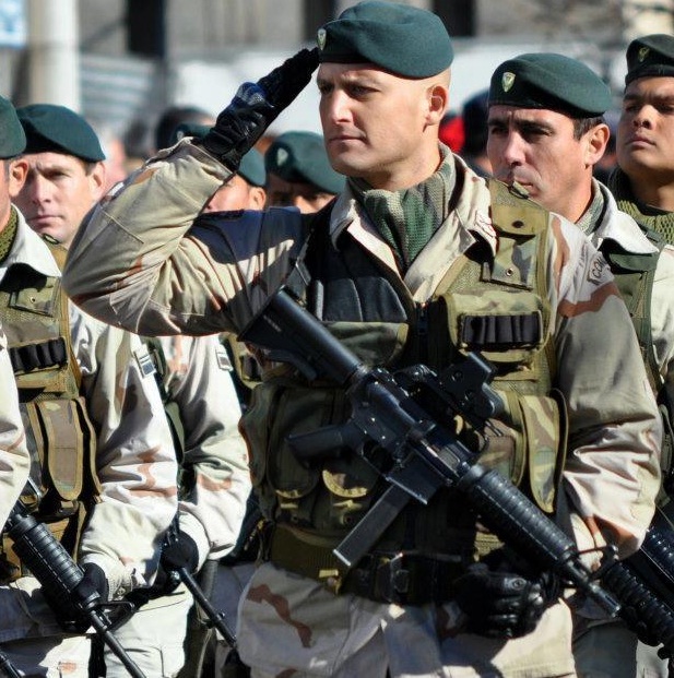 Argentine soldier armed with Colt 9mm SMG