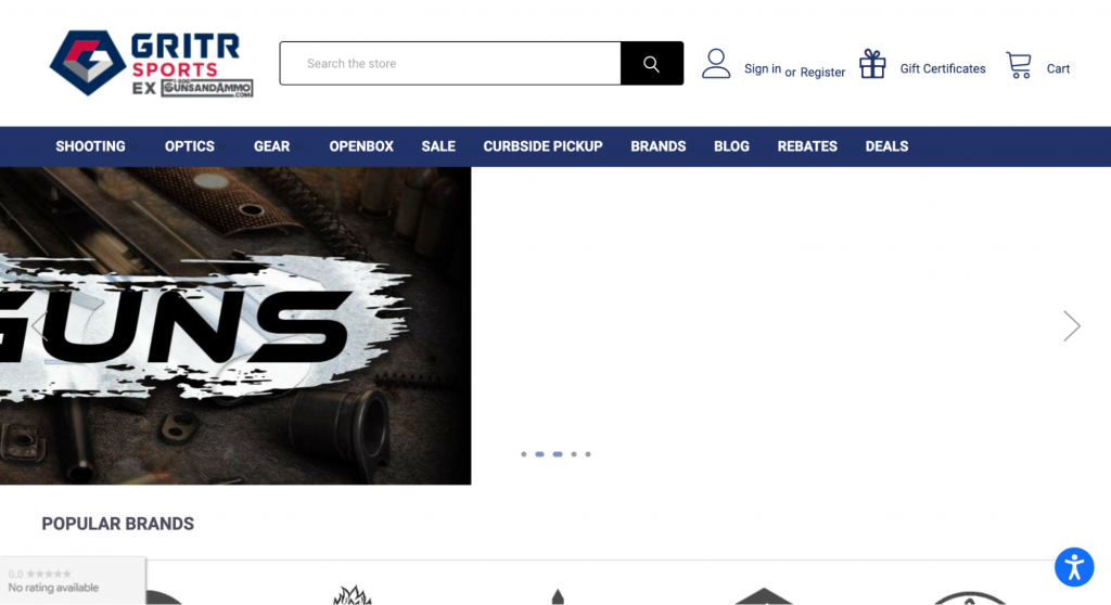 Gritr Sports website buy ammo online
