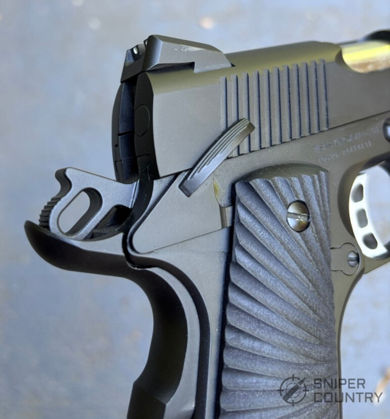 1911 pistol with hammer cocked