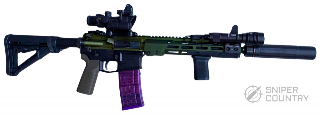 Geissele 11.5 ar15 with silencer and scope