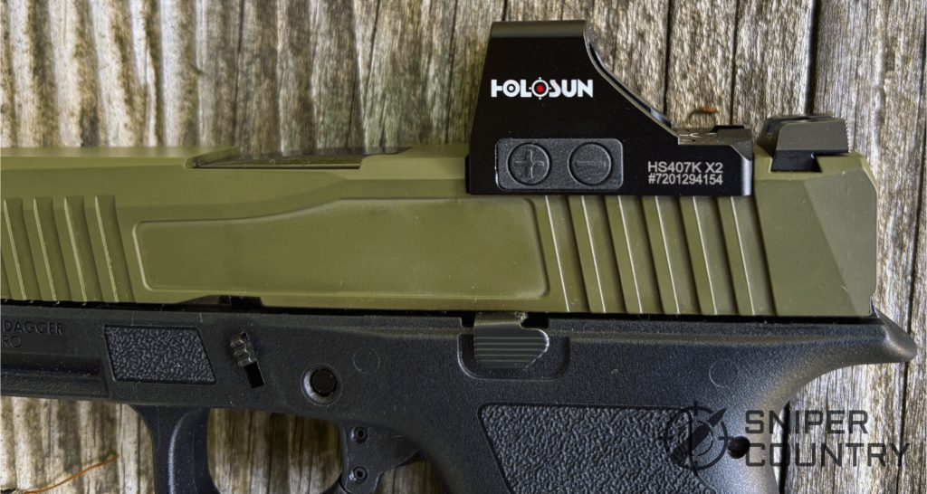 holosun 407K X2 red dot on pistol