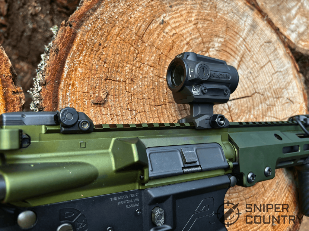 ARO red dot scope mounted to ar15 rifle