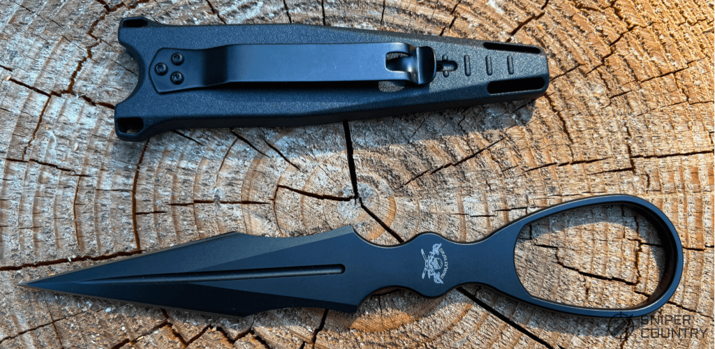Skallywag D2 self-defense knife with retention ring