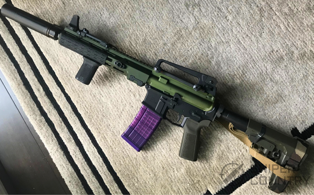 Geissele 11.5 ar15 with silencer and iron sights