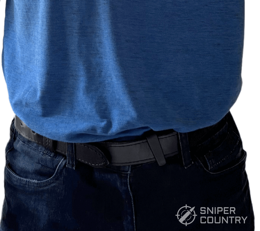 pistol concealed under tucked shirt