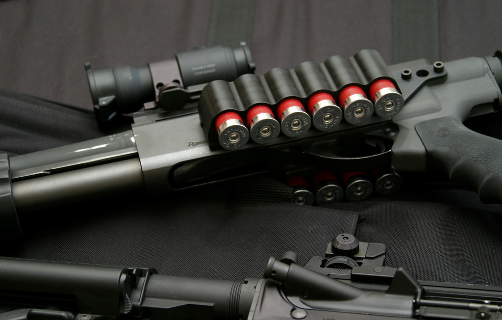 Early promo photos by Mesa Tactical Photos best shotgun red dot sight reflex on a Rem 780