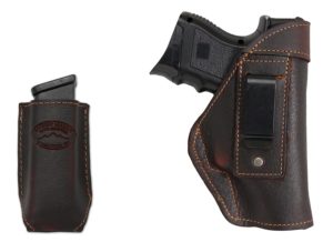 Barsony Brown Leather IWB Holster + Magazine Pouch